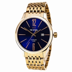 TW Steel Watches : TW1309 Blue Dial Fixed Rose Gold-tone Band Men Watch