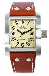 TW Steel Watches : TW20 Quartz Cream Dial Date Brown Leather Men Watch