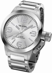 TW Steel Watches : TW304 Quartz Silver Dial Date Stainless Steel Unisex Watch