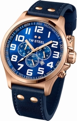 TW Steel Watches : TW406 Blue Dial Fixed Ose Gold Pvd Band Men Watch