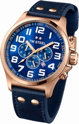 TW Steel Watches : TW407 Blue Dial Fixed Rose Gold Pvd Band Men Watch