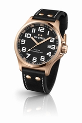 TW Steel Watches : TW417 Black Dial Leather Band Women Watch