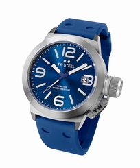 TW Steel Watches : TW500 Quartz Analog Date Blue Silicone Men Watch