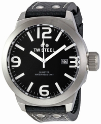 TW Steel Watches : TW623 Quartz Black Dial Date Black Leather Men Watch