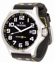 TW Steel Watches : TW671 Quartz Black Dial Date Black Leather Men Watch