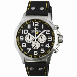 TW Steel Watches : TW673 Pilot Renault F1 Team Chronograph Date Black Leather Men Watch
