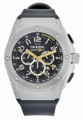 TW Steel Watches : TW681 Quartz Chronograph Black Dial Date Black Silicone Men Watch