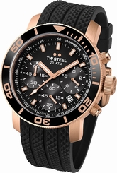TW Steel Watches : TW702 Black Dial Uni-directional Rotating Black Ion-plated Band Men Watch