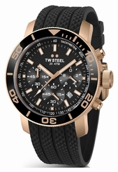 TW Steel Watches : TW703 Quartz Chronograph Black Dial Date Black Silicone Men Watch