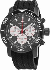 TW Steel Watches : TW704 Titanium Grey Dial Uni-directional Rotating Black Ceramic Band Men Watch