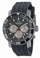 TW Steel Watches : TW705 Quartz Chronograph Gray Dial Date Black Silicone Men Watch
