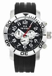 TW Steel Watches : TW73 Quartz Chronograph Black Dial Date Black Silicone Men Watch