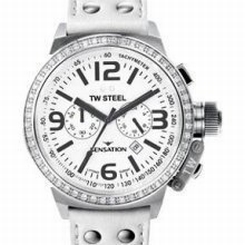 TW Steel Watches : TW832 White Dial Fixed Bezel Set With Zirconias Band Men Watch