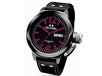 TW Steel Watches : TW856 Black Dial Leather Band Men Watch