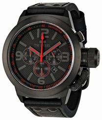 TW Steel Watches : TW902R Quartz Chronograph Black Dial Date Black Leather Men Watch