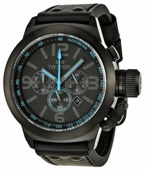 TW Steel Watches : TW904 Quartz Chronograph Black Dial Date Black Leather Men Watch