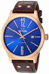 TW Steel Watches : TWA1313 Automatic Date Brown Leather Men Watch