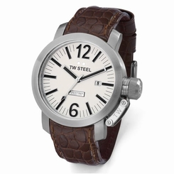 TW Steel Watches : TWA95 Automatic Date Brown Leather Men Watch