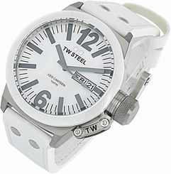 TW Steel Watches : TWCE1037 White Dial Leather Women Watch