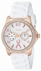 Guess Watches : U0032L3 Quartz Breast Cancer Awareness White Silicone Women Watch
