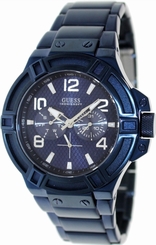 Guess Watches : U0041G2 Quartz Analog Day Date Blue Stainless Steel Men Watch