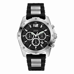 Guess Watches : U0167G1 Silicone Band Stainless Steel Decoration Luminous Men Watch