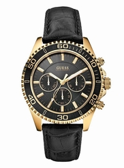 Guess Watches : U0171G3 Black Dial Leather Band Men Watch