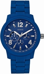 Guess Watches : U0185G4 Quartz Analog Day Date Blue Dial Polyurethane Men Watch