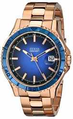 Guess Watches : U0244G3 Blue Dial Metal Band Women Watch