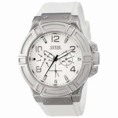 Guess Watches : U0247G1 Quartz Multifunction Dial White Silicone Men Watch