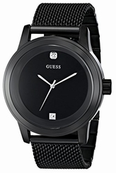 Guess Watches : U0297G1 Quartz Diamond Accented Dial Black Stainless Steel Mesh Men Watch