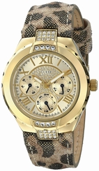 Guess Watches : U0319L1 Quartz Multifunction Dial Animal Print Leather Women Watch