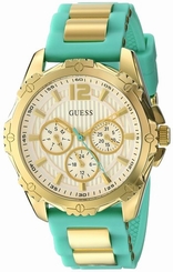 Guess Watches : U0325L4 Quartz Multifunction Dial Green Rubber Women Watch