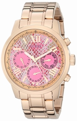 Guess Watches : U0330L14 Pink Dial Stainless Steel Band Women Watch