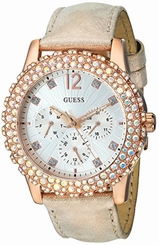 Guess Watches : U0336L4 Quartz Multifunction Dial Crystal Bezel Leather Women Watch