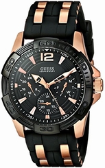 Guess Watches : U0366G3 Quartz Multifunction Dial Black Silicone Men Watch