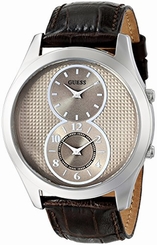 Guess Watches : U0376G2 Quartz Dual Time Brown Leather Men Watch
