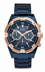 Guess Watches : U0377G4 Quartz Chronograph Blue Plated Stainless Steel Men Watch