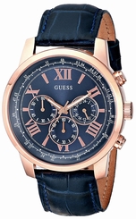 Guess Watches : U0380G5 Blue Dial Leather Men Watch