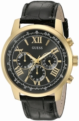 Guess Watches : U0380G7 Quartz Chronograph Black Leather Men Watch