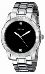 Guess Watches : U0416G1 Quartz Black Dial Diamond Accent Stainless Steel Men Watch