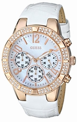 Guess Watches : U0427L1 Quartz Chronograph Date White Leather Women Watch
