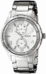 Guess Watches : U0442L1 Quartz Analog Day Date Crystal Bezel Stainless Steel Women Watch