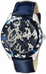 Guess Watches : U0455L1 Quartz Leopard Print Dial Blue Leather Women Watch