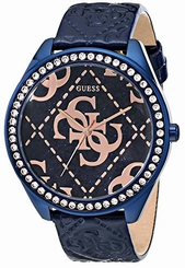 Guess Watches : U0473L1 Quartz Analog Crystal Bezel Blue Leather Women Watch