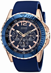 Guess Watches : U0485G1 Quartz Multifunction Dial Blue Silicone Men Watch