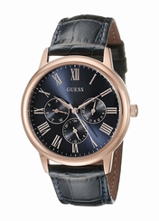Guess Watches : U0496G4 Quartz Multifunction Dial Blue Leather Men Watch