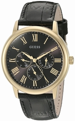 Guess Watches : U0496G5 Quartz Multifunction Dial Black Leather Women Watch