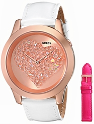 Guess Watches : U0528L1 Quartz Rose Gold Tone Heart Leather Interchangeable Set Women Watch