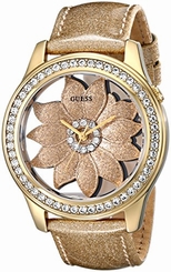 Guess Watches : U0534L2 Quartz Floral Dial Crystal Bezel Leather Women Watch